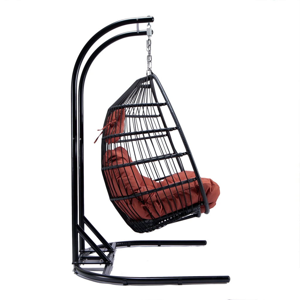 Virasat Double Seater Hanging Swing With Stand For Balcony, Garden Swing (Black) Braided and Rope-VIRASAT FURNITURE & FURNISHING