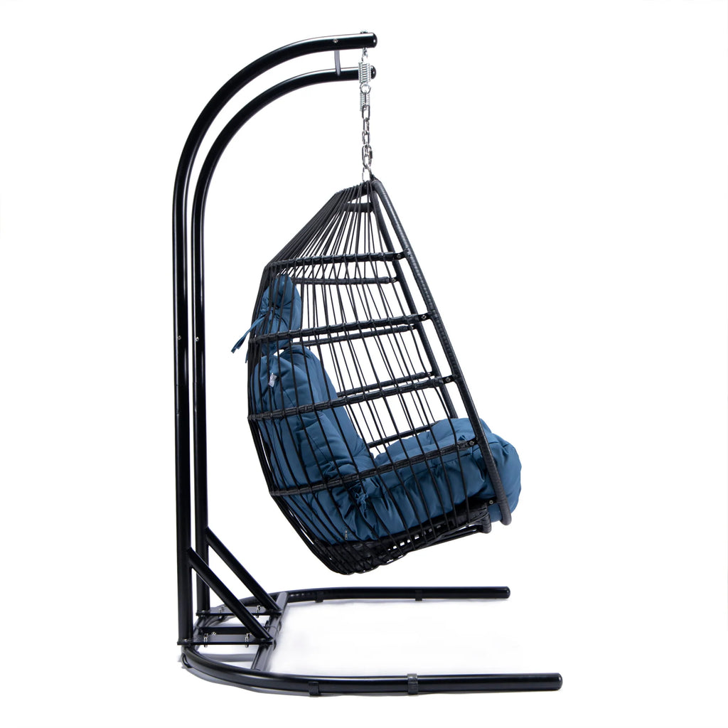 Virasat Double Seater Hanging Swing With Stand For Balcony, Garden Swing (Black) Braided and Rope-VIRASAT FURNITURE & FURNISHING