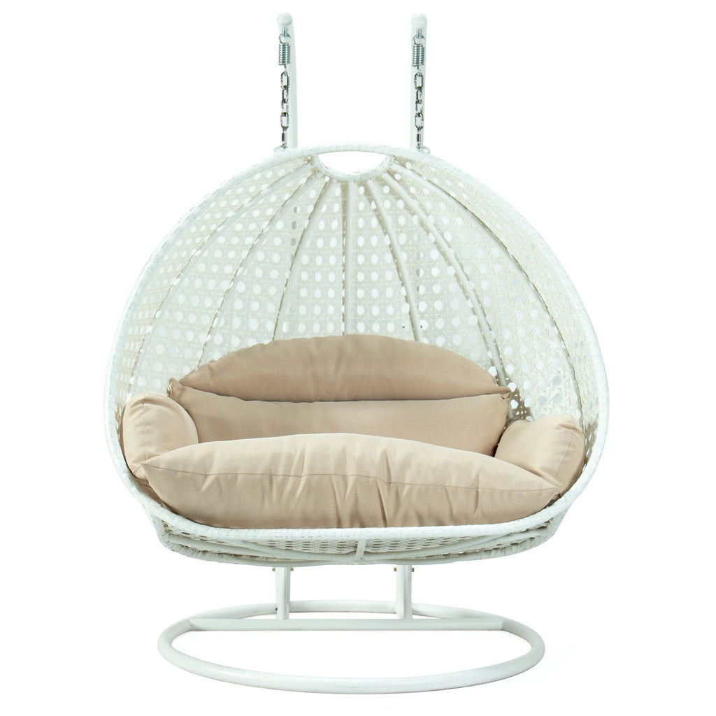 Virasat Double Seater Hanging Swing With Stand For Balcony, Garden Swing (White)-VIRASAT FURNITURE & FURNISHING