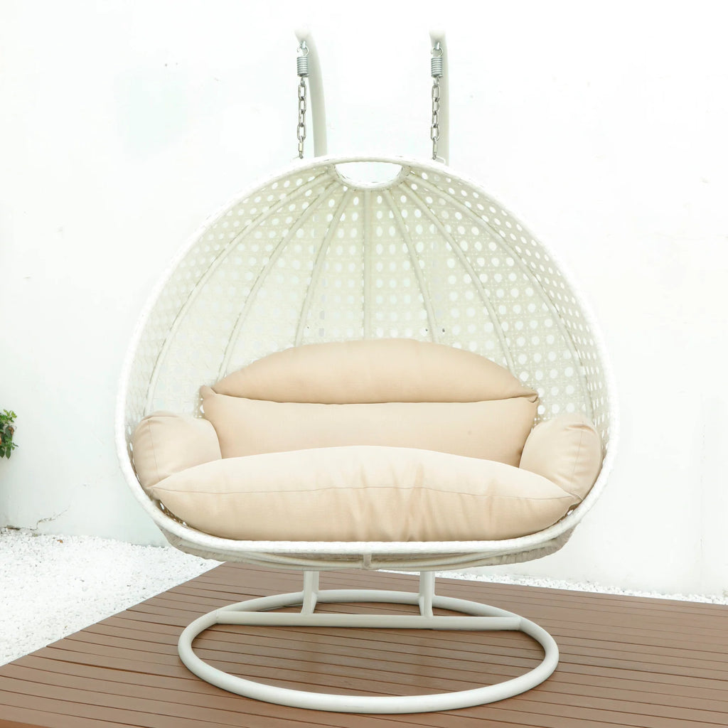 Virasat Double Seater Hanging Swing With Stand For Balcony, Garden Swing (White)-VIRASAT FURNITURE & FURNISHING