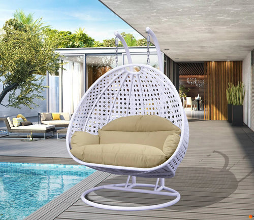 Virasat Double Seater Hanging Swing With Stand For Balcony, Garden Swing (White)-VIRASAT FURNITURE & FURNISHING