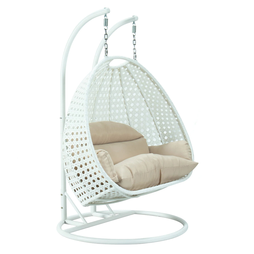 Virasat Double Seater Hanging Swing With Stand For Balcony, Garden Swing (White)-VIRASAT FURNITURE & FURNISHING