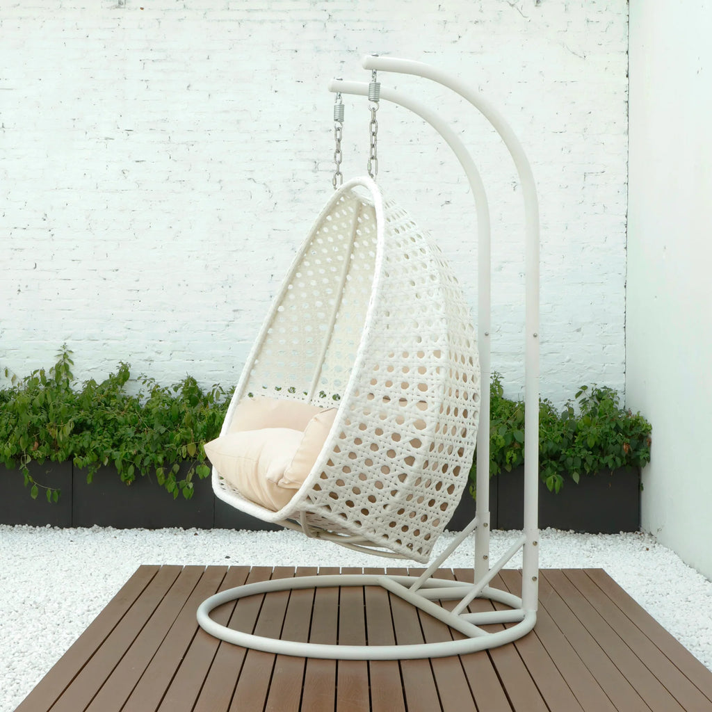 Virasat Double Seater Hanging Swing With Stand For Balcony, Garden Swing (White)-VIRASAT FURNITURE & FURNISHING