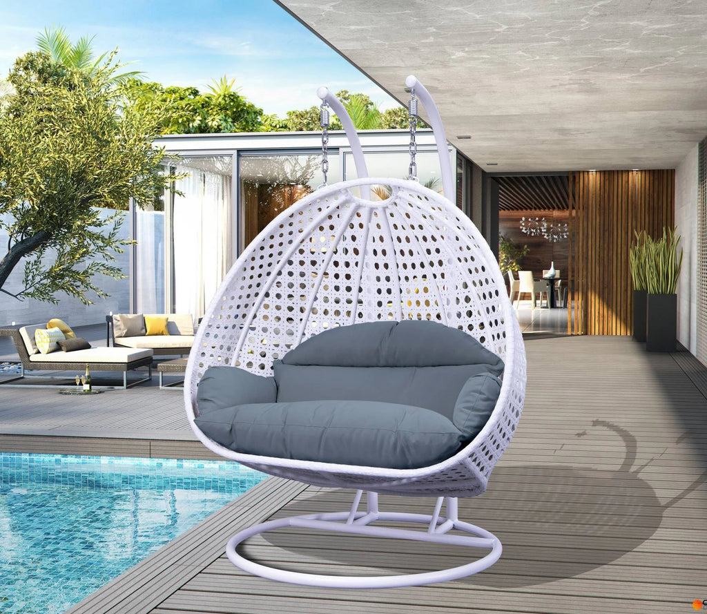 Virasat Double Seater Hanging Swing With Stand For Balcony, Garden Swing (White)-VIRASAT FURNITURE & FURNISHING
