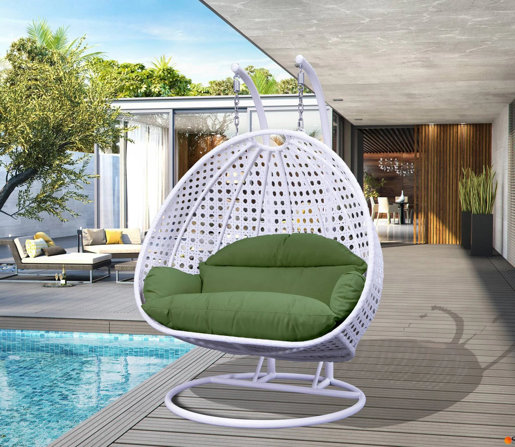 Virasat Double Seater Hanging Swing With Stand For Balcony, Garden Swing (White)-VIRASAT FURNITURE & FURNISHING