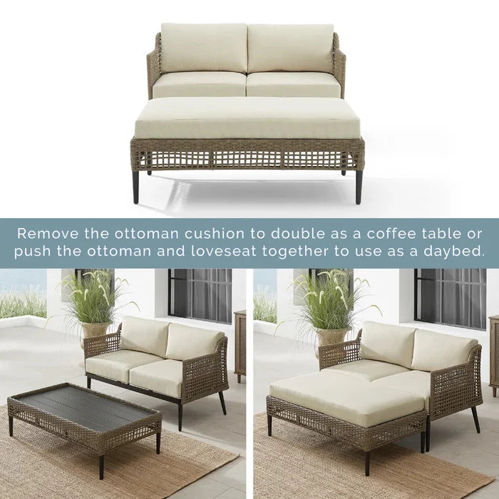 Virasat Outdoor Sofa Set 2 Seater, 2 Single Seater and 1 Center Table (Cream+ Brown)-VIRASAT FURNITURE & FURNISHING