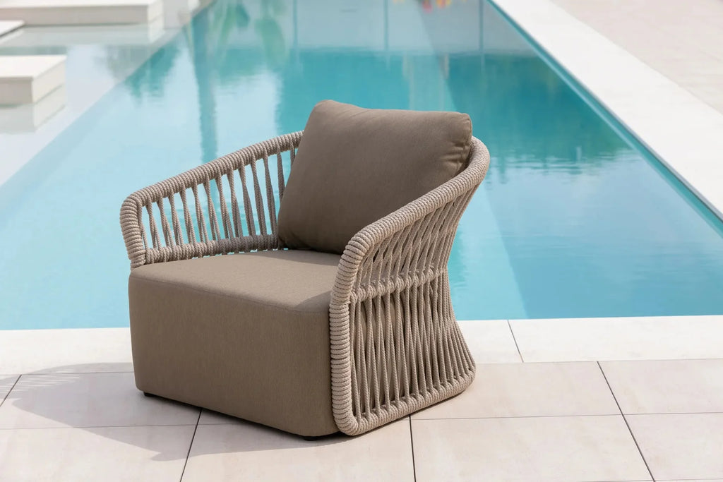 Virasat Outdoor Garden Balcony Sofa Set 2 Seater, 2 Single Seater 1 Center Table Set, Braid & Rope (Beige)-VIRASAT FURNITURE & FURNISHING