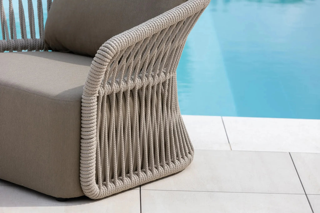Virasat Outdoor Garden Balcony Sofa Set 2 Seater, 2 Single Seater 1 Center Table Set, Braid & Rope (Beige)-VIRASAT FURNITURE & FURNISHING