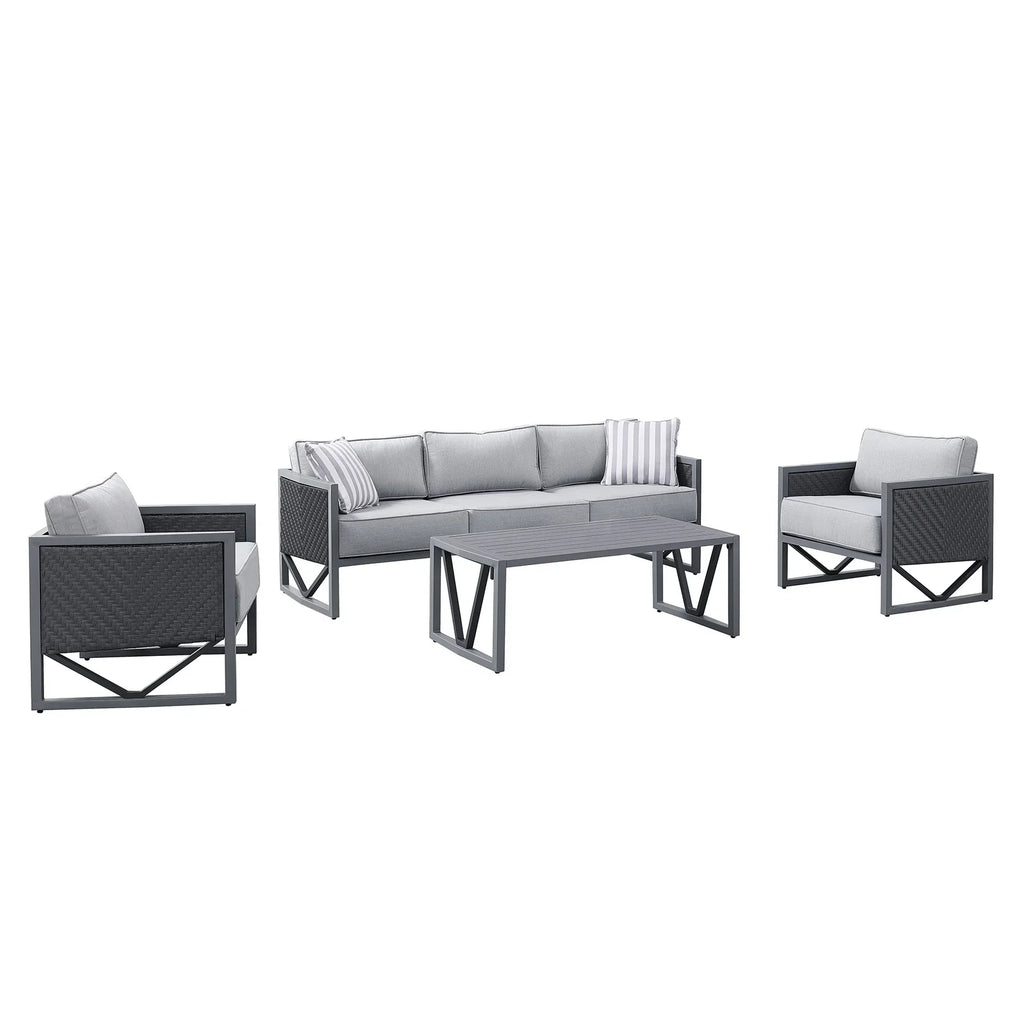 Virasat Outdoor Sofa Set 3 Seater, 2 Single Seater and 1 Center Table Set (Black + Grey)-VIRASAT FURNITURE & FURNISHING