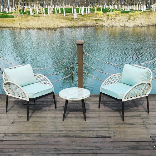 Virasat Outdoor Patio Seating Set 2 Chairs and 1 Table Set (White)-VIRASAT FURNITURE & FURNISHING