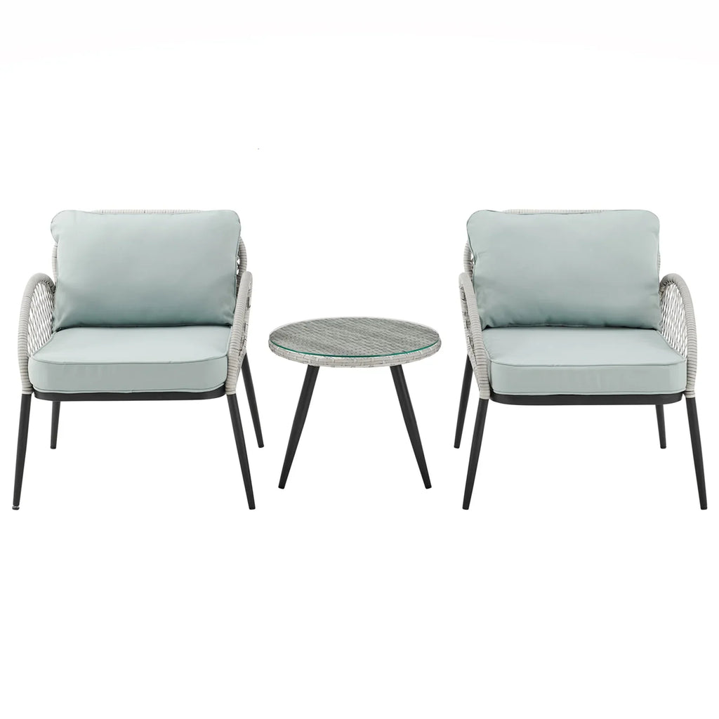 Virasat Outdoor Patio Seating Set 2 Chairs and 1 Table Set (White)-VIRASAT FURNITURE & FURNISHING