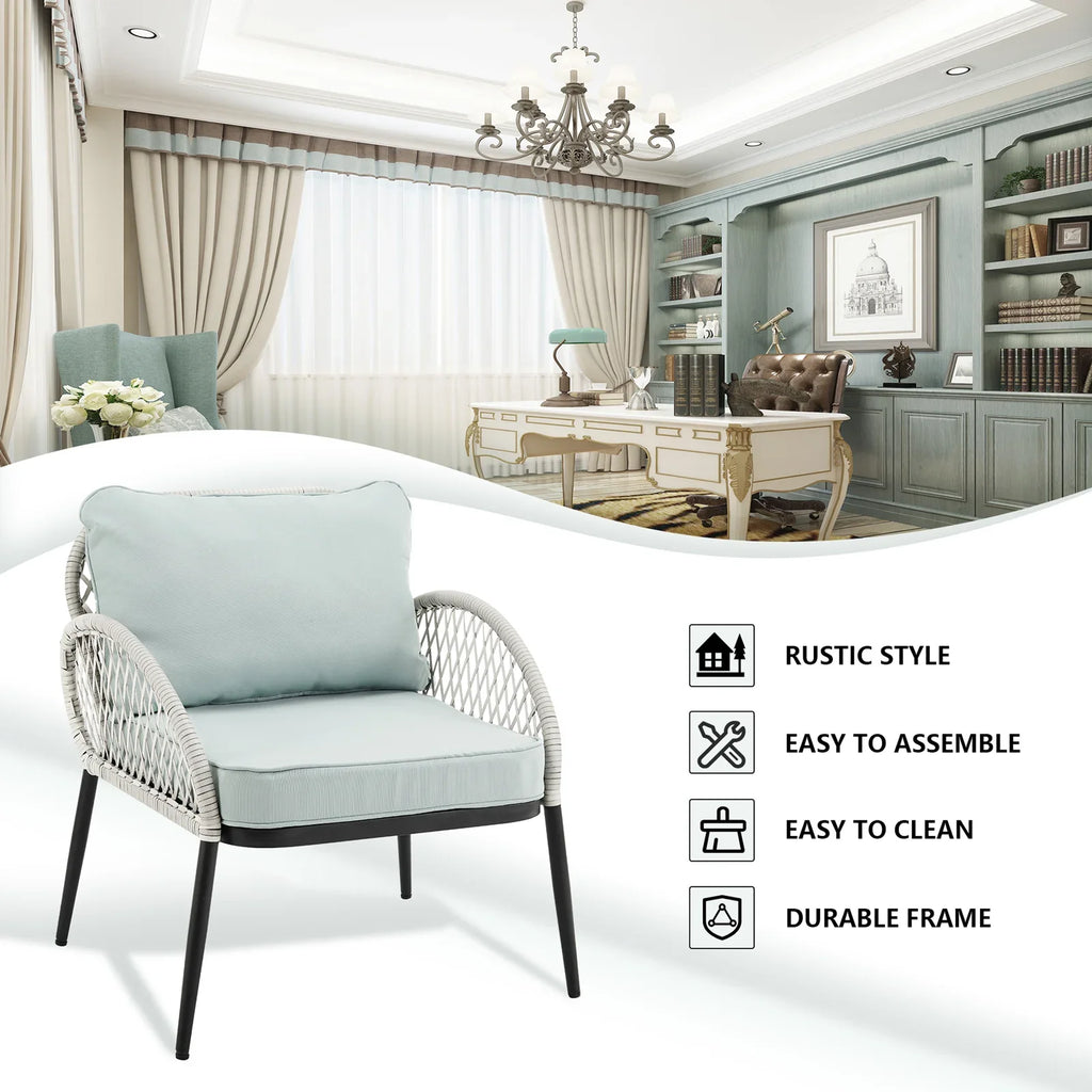 Virasat Outdoor Patio Seating Set 2 Chairs and 1 Table Set (White)-VIRASAT FURNITURE & FURNISHING