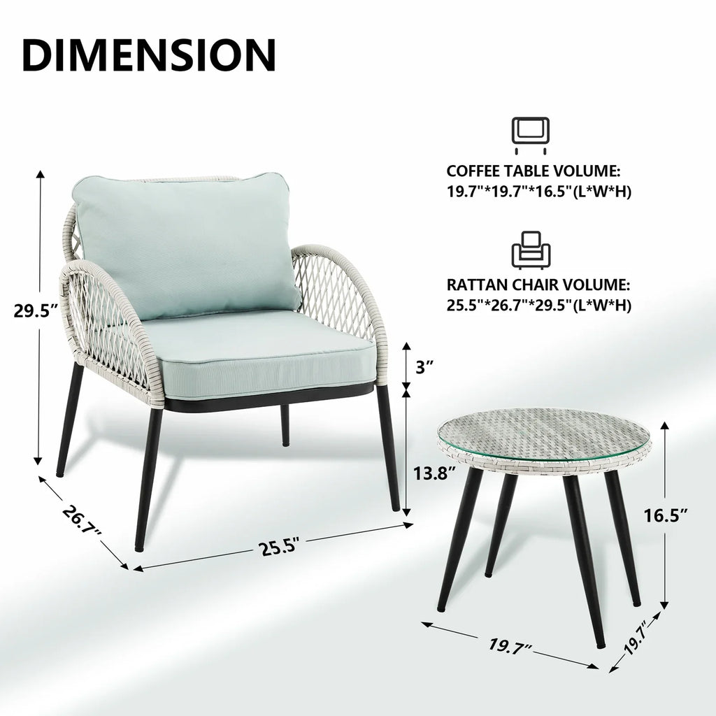 Virasat Outdoor Patio Seating Set 2 Chairs and 1 Table Set (White)-VIRASAT FURNITURE & FURNISHING