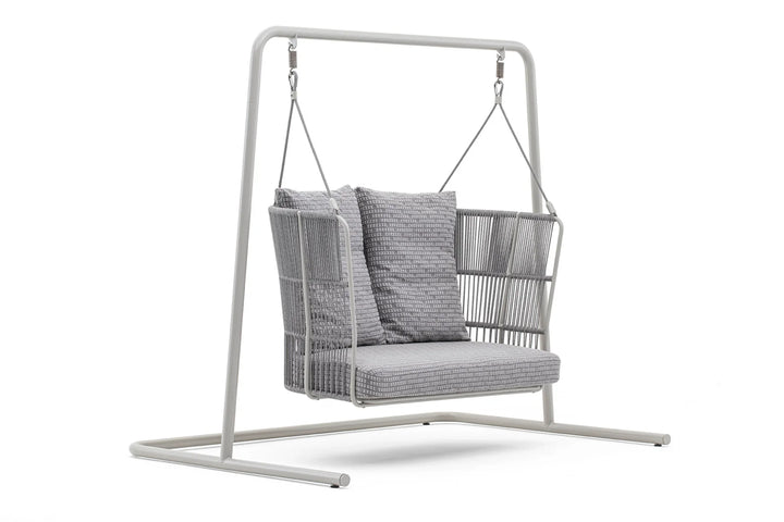 Virasat Inga Double Seater Hanging Swing With Stand For Balcony, Garden Swing (Grey) Braided & Rope