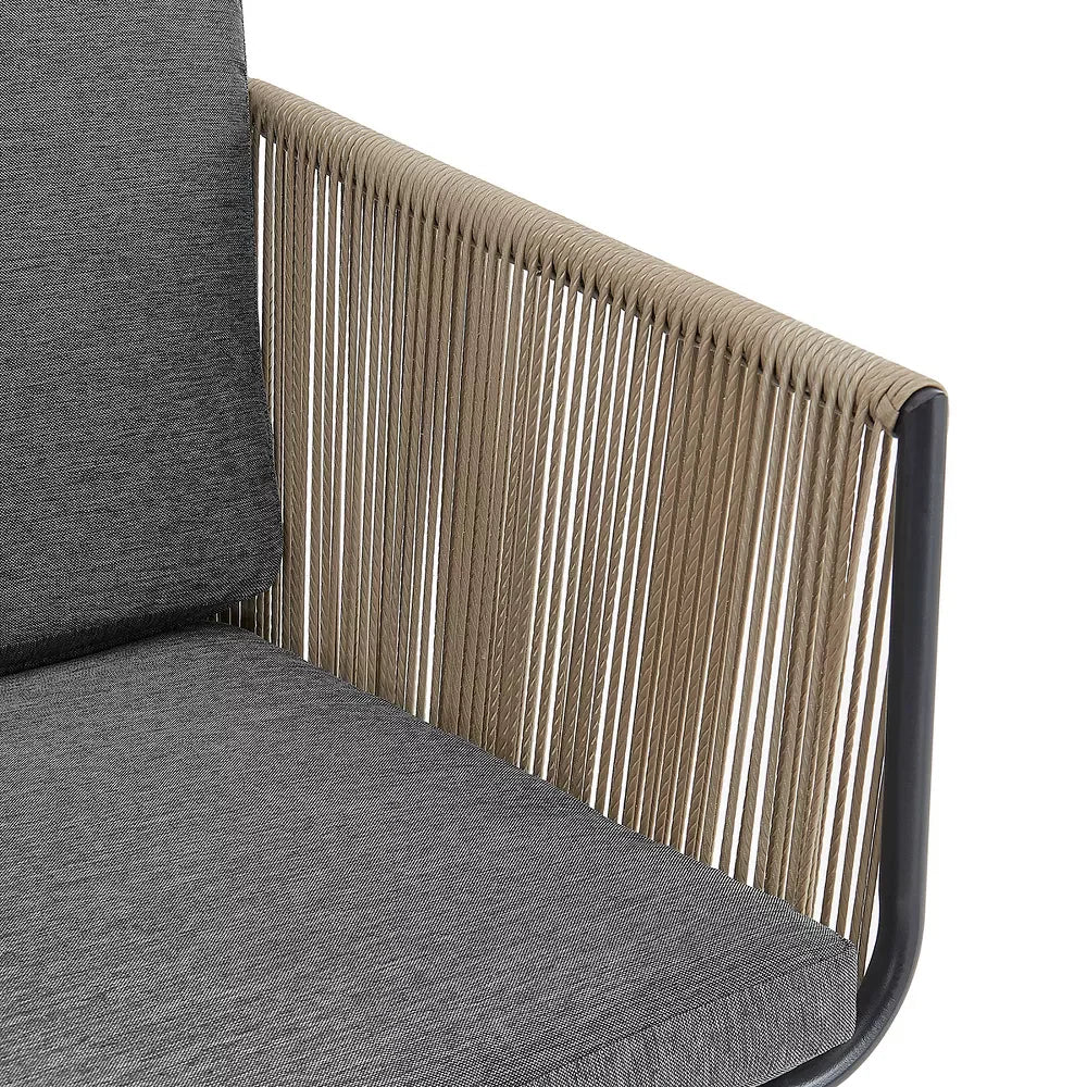 Virasat Outdoor Patio Seating Set 2 Chairs and 1 Table Set (GREY+BROWN) Braided & Rope-VIRASAT FURNITURE & FURNISHING