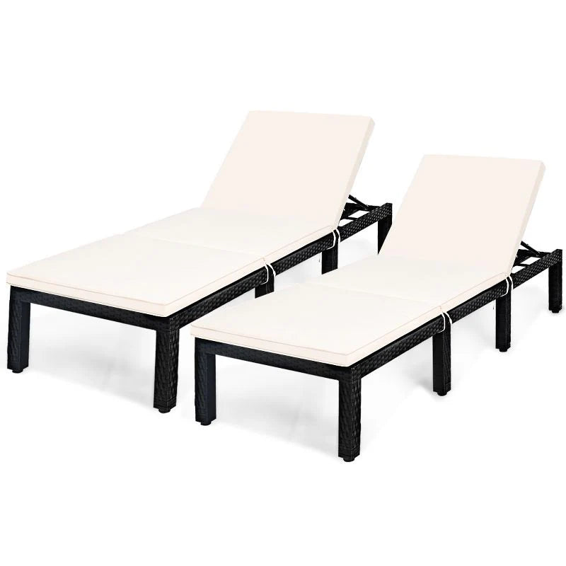 Virasat Outdoor Swimming Poolside Lounger Set of 2 Black-VIRASAT FURNITURE & FURNISHING