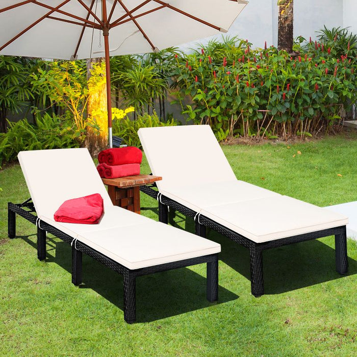 Virasat Outdoor Swimming Poolside Lounger Set of 2 Black-VIRASAT FURNITURE & FURNISHING