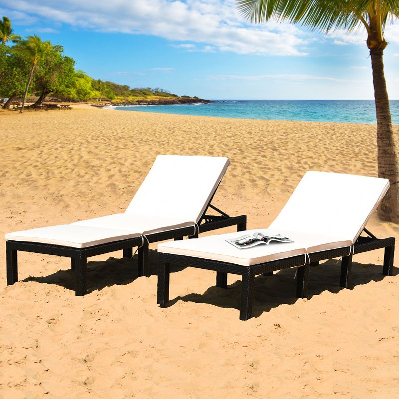 Virasat Outdoor Swimming Poolside Lounger Set of 2 Black-VIRASAT FURNITURE & FURNISHING