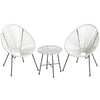 VIRASAT FURNITURE MENT OUTDOOR PATIO SEATING SET 2 CHAIRS AND 1 TABLE SET (WHITE)