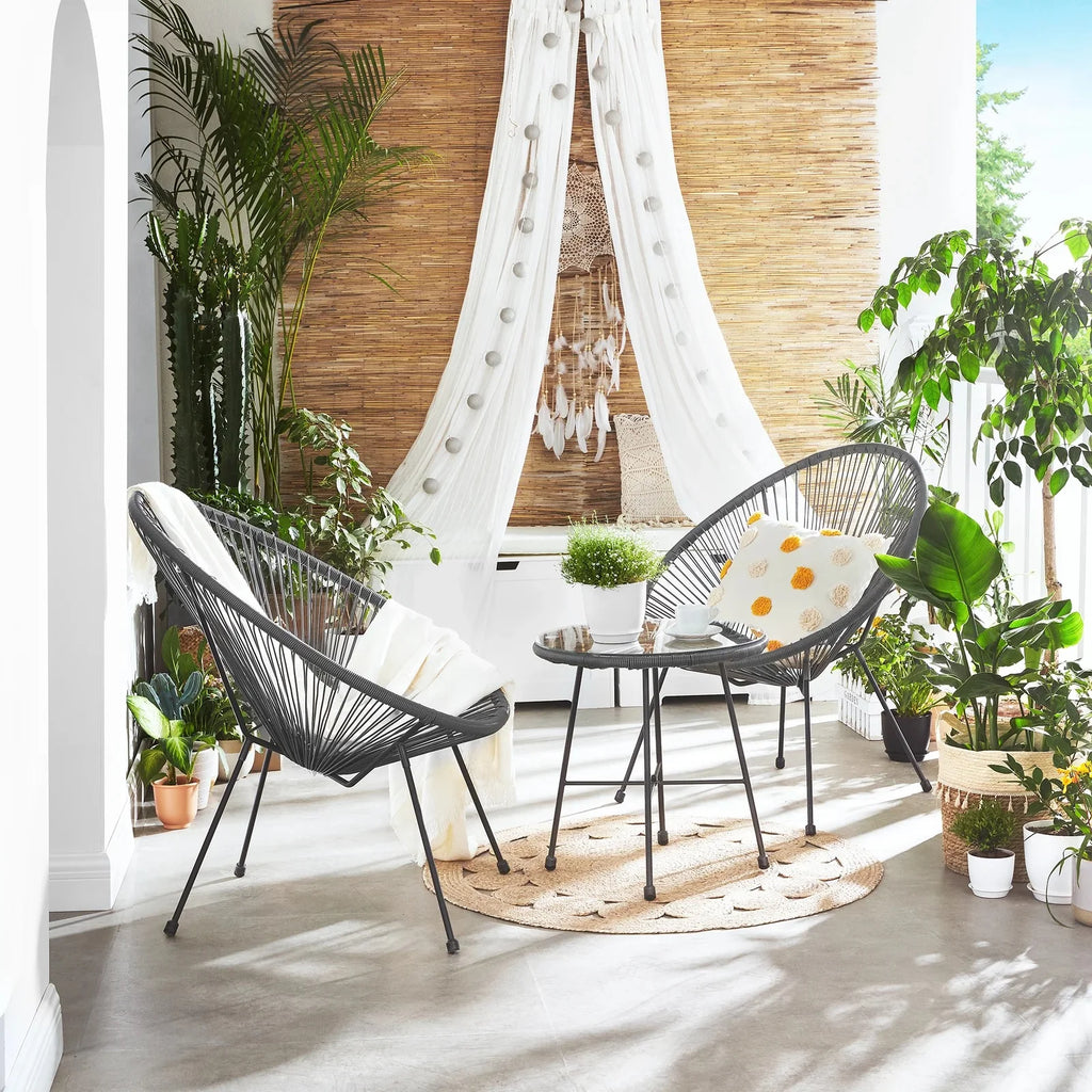 Virasat Outdoor Patio Seating Set 2 Chairs and 1 Table Set (Dark Grey)-VIRASAT FURNITURE & FURNISHING