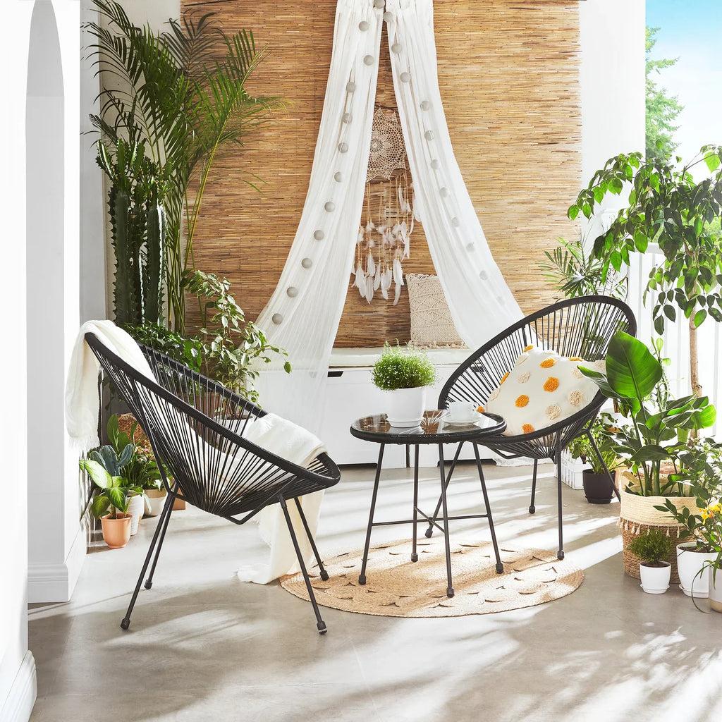 Virasat Outdoor Patio Seating Set 2 Chairs and 1 Table Set (Black)-VIRASAT FURNITURE & FURNISHING