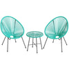 VIRASAT FURNITURE HARVEST OUTDOOR PATIO SEATING SET 2 CHAIRS AND 1 TABLE SET (AQUA GREEN)