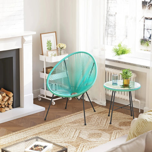 Virasat Outdoor Patio Seating Set 2 Chairs and 1 Table Set (Aqua Green)-VIRASAT FURNITURE & FURNISHING