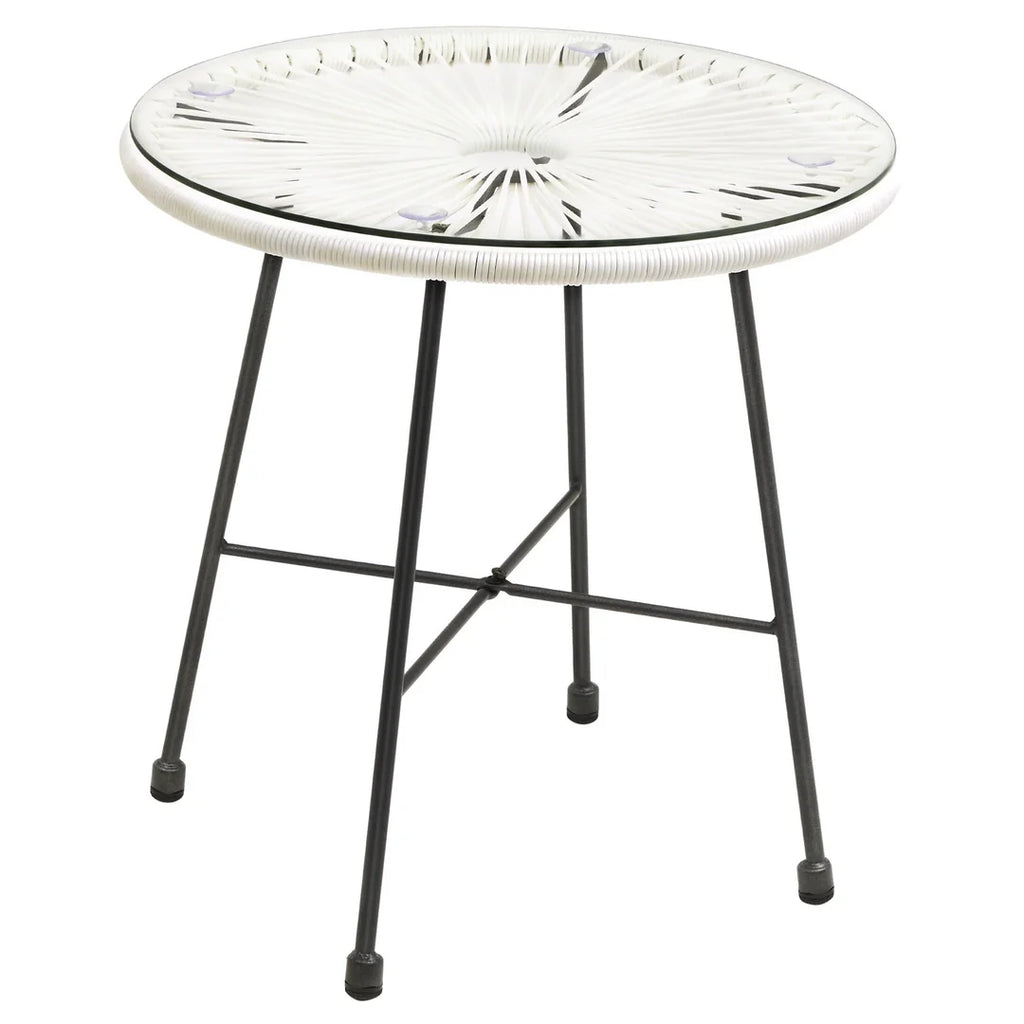 VIRASAT FURNITURE MENT OUTDOOR PATIO SEATING SET 2 CHAIRS AND 1 TABLE SET (WHITE)