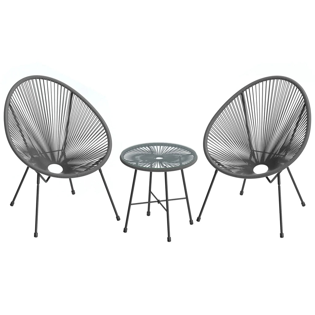 Virasat Outdoor Patio Seating Set 2 Chairs and 1 Table Set (Dark Grey)-VIRASAT FURNITURE & FURNISHING
