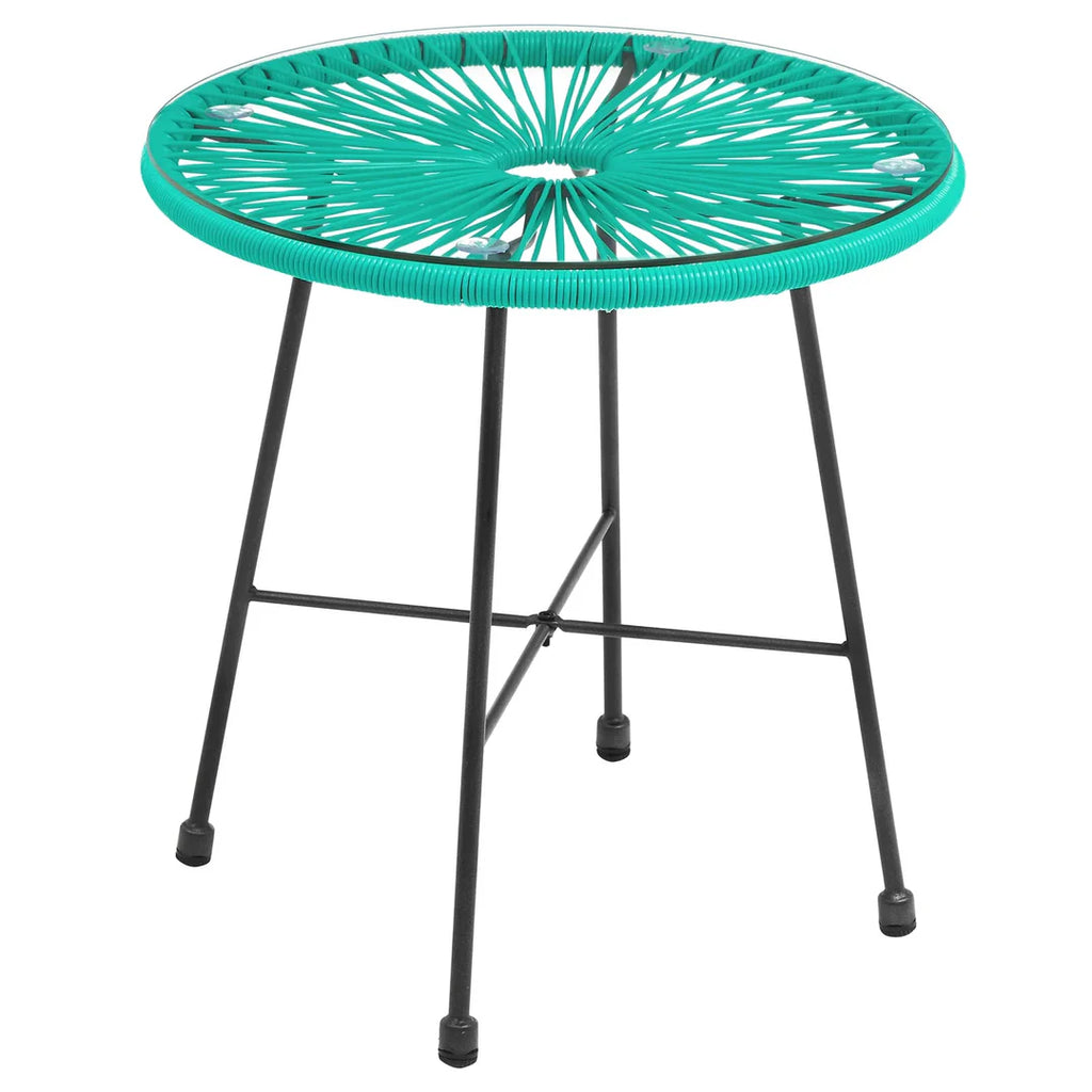 VIRASAT FURNITURE HARVEST OUTDOOR PATIO SEATING SET 2 CHAIRS AND 1 TABLE SET (AQUA GREEN)