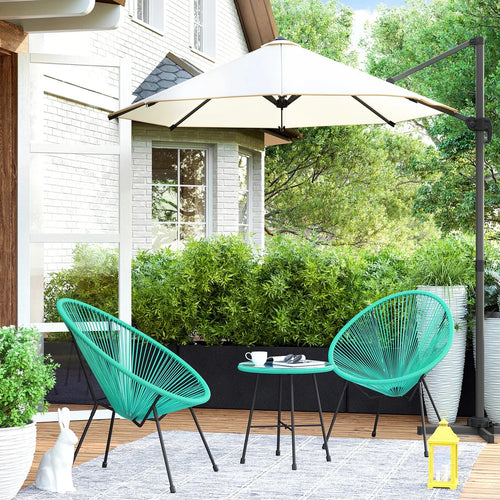 VIRASAT FURNITURE HARVEST OUTDOOR PATIO SEATING SET 2 CHAIRS AND 1 TABLE SET (AQUA GREEN)