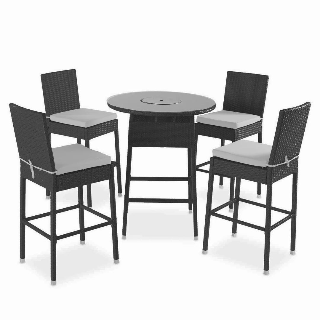 Virasat Udinesi Outdoor Patio Bar Sets 4 Chairs and 1 Table (Dark Brown)