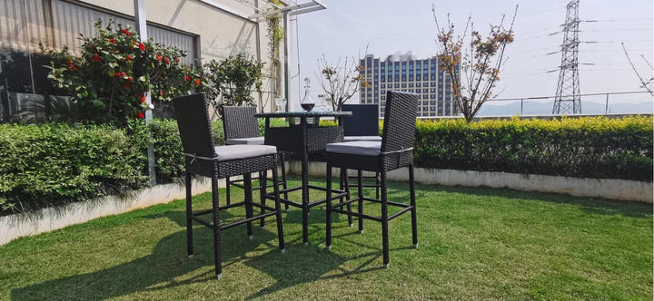 Virasat Udinesi Outdoor Patio Bar Sets 4 Chairs and 1 Table (Dark Brown)