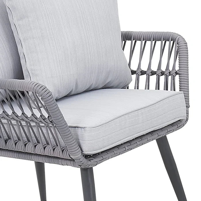 Virasat Outdoor Patio Seating Set 2 Chairs and 1 Table Set (Grey) Braided & Rope-VIRASAT FURNITURE & FURNISHING