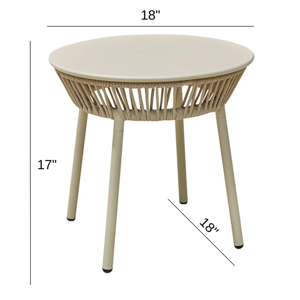 Virasat Outdoor Patio Seating Set 2 Chairs and 1 Table Set (Beige) Braided & Rope-VIRASAT FURNITURE & FURNISHING