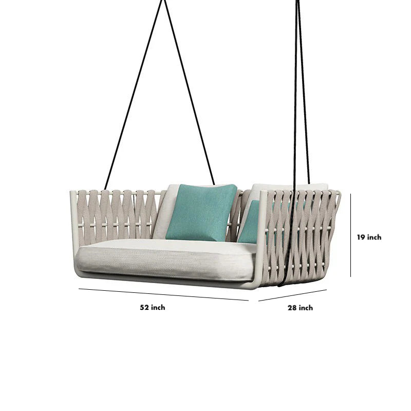 Virasat Double Seater Hanging Swing Without Stand For Balcony, Garden Swing (Grey) Braided & Rope-VIRASAT FURNITURE & FURNISHING