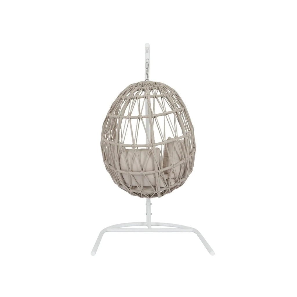Virasat Single Seater Hanging Swing With Stand For Balcony , Garden (Cream) Braided & Rope-VIRASAT FURNITURE & FURNISHING