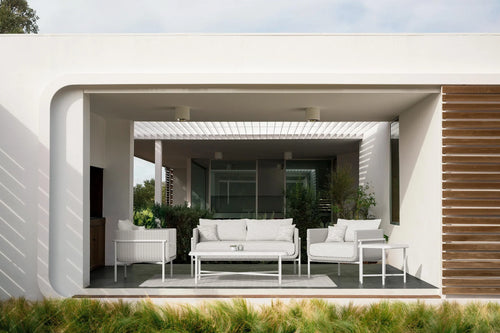 Virasat Outdoor Garden Balcony Sofa Set 2 Seater, 2 Single Seater and 1 Center Table With 1 Side Table Set (White)-VIRASAT FURNITURE & FURNISHING