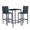 Virasat Outdoor Patio Bar Sets 2 Chairs 1 Table Black-VIRASAT FURNITURE & FURNISHING