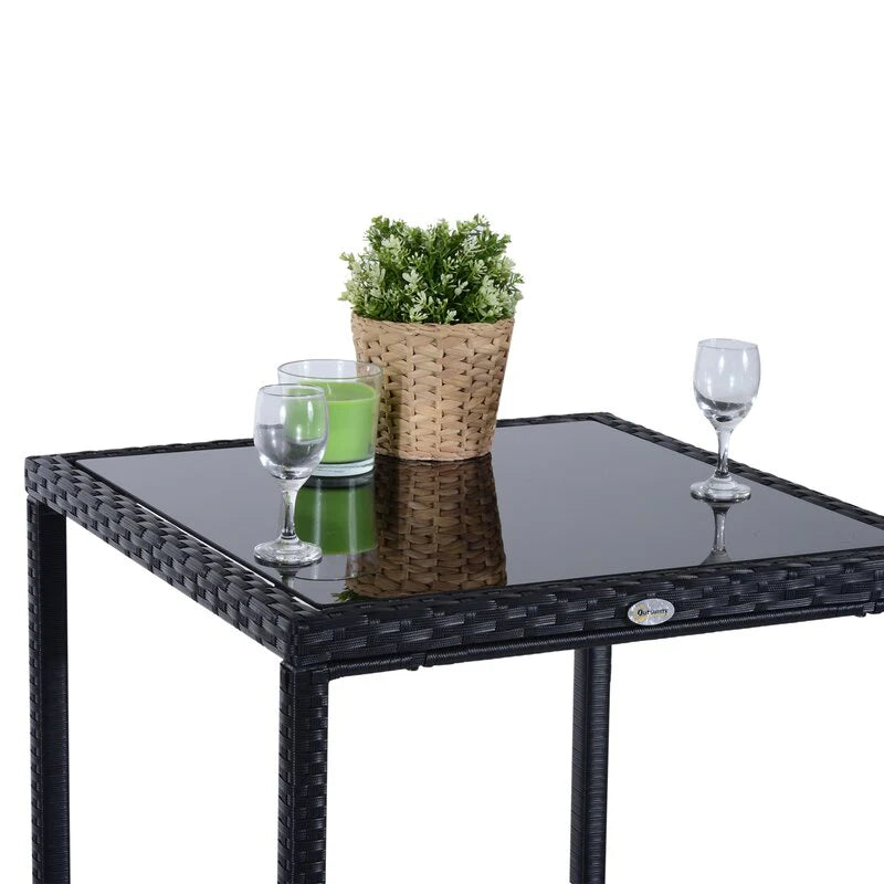 Virasat Outdoor Patio Bar Sets 2 Chairs 1 Table Black-VIRASAT FURNITURE & FURNISHING