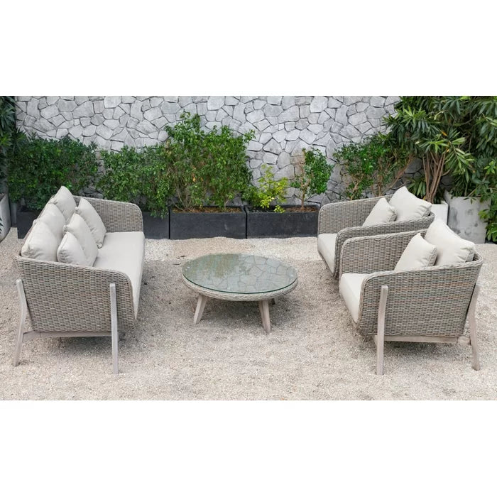 Virasat Outdoor Garden Balcony Sofa Set 3 Seater, 2 Single Seater and 1 Center Table Set (Grey)