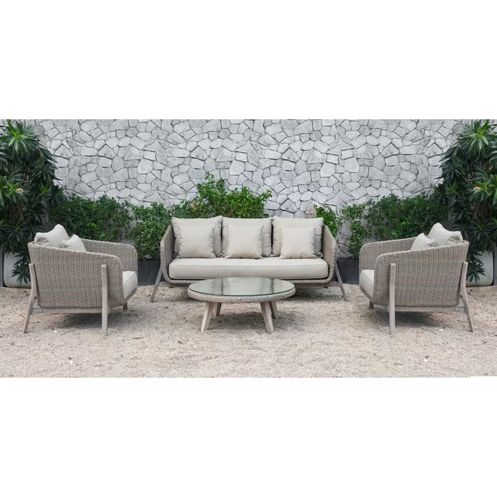 Virasat Outdoor Garden Balcony Sofa Set 3 Seater, 2 Single Seater and 1 Center Table Set (Grey)
