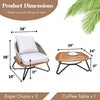VIRASAT FURNITURE Outdoor Rope 3-Piece Patio Set With Wooden Top Table