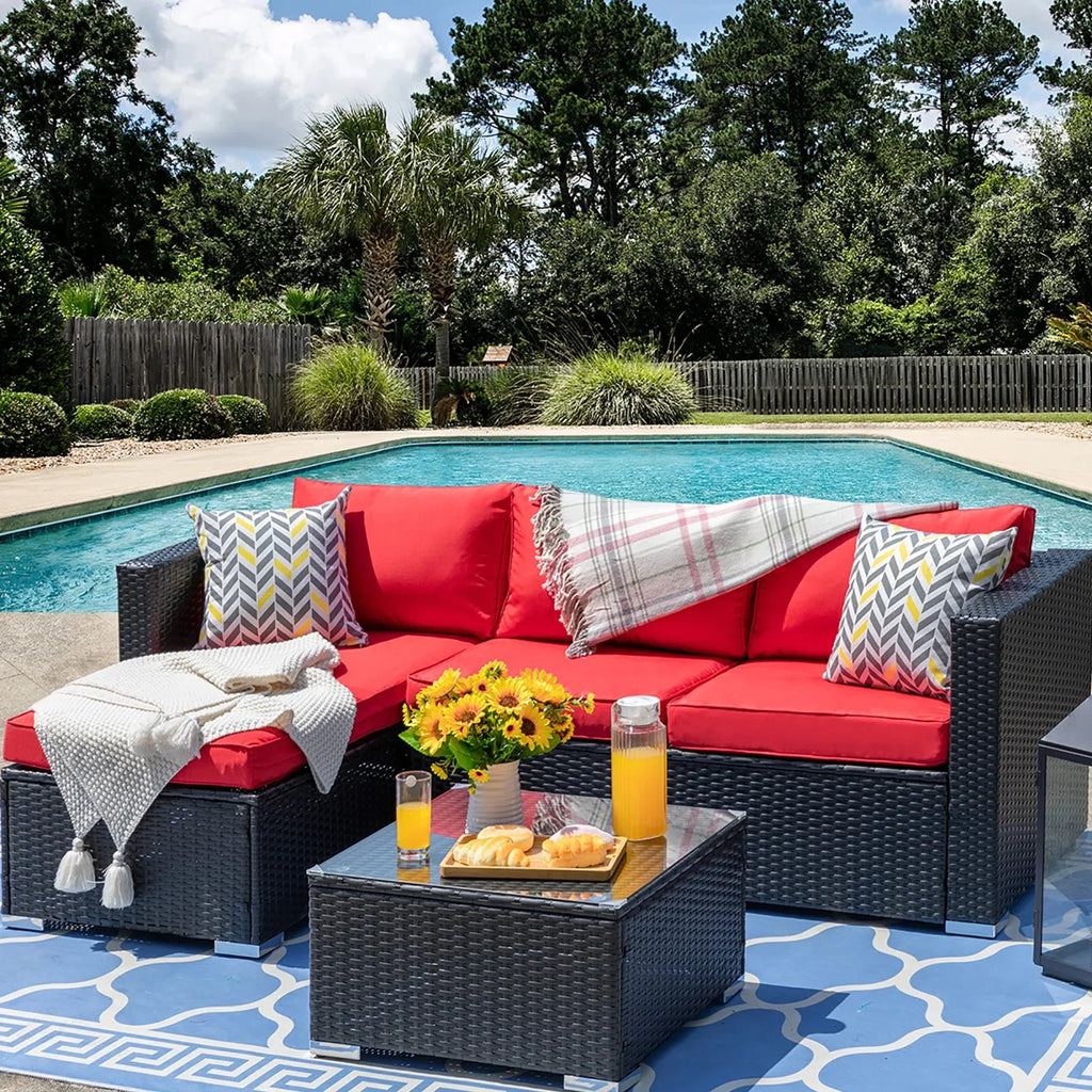 Virasat Outdoor Sofa Set 4 Seater and 1 Center Table Set (Black)-VIRASAT FURNITURE & FURNISHING