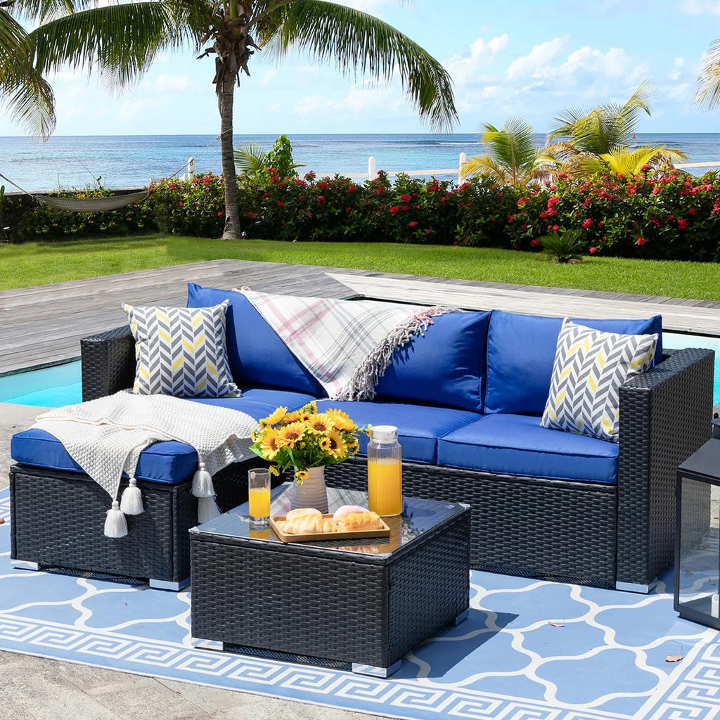 Virasat Outdoor Sofa Set 4 Seater and 1 Center Table Set (Black)-VIRASAT FURNITURE & FURNISHING