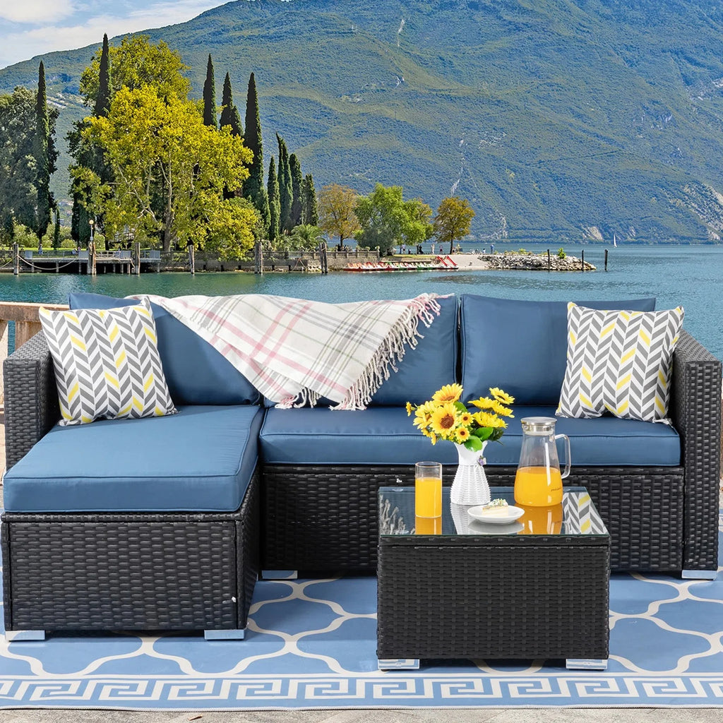 Virasat Outdoor Sofa Set 4 Seater and 1 Center Table Set (Black)-VIRASAT FURNITURE & FURNISHING