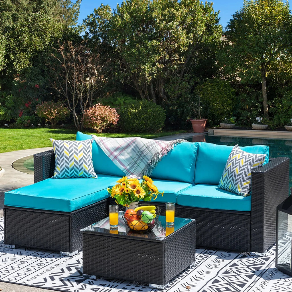 Virasat Outdoor Sofa Set 4 Seater and 1 Center Table Set (Black)-VIRASAT FURNITURE & FURNISHING