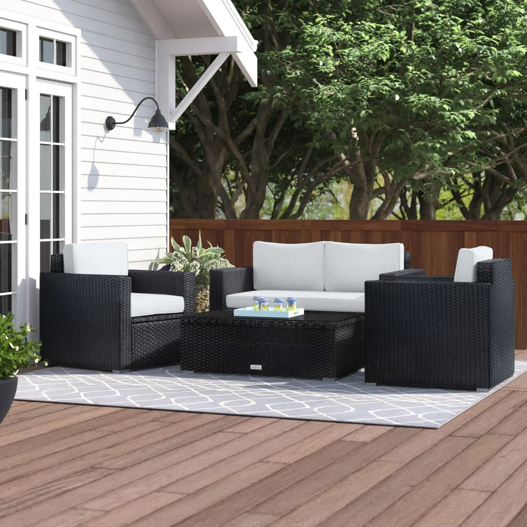 Virasat Outdoor Sofa Set 2 Seater, 2 Single Seater and 1 Center Table Set (White)-VIRASAT FURNITURE & FURNISHING
