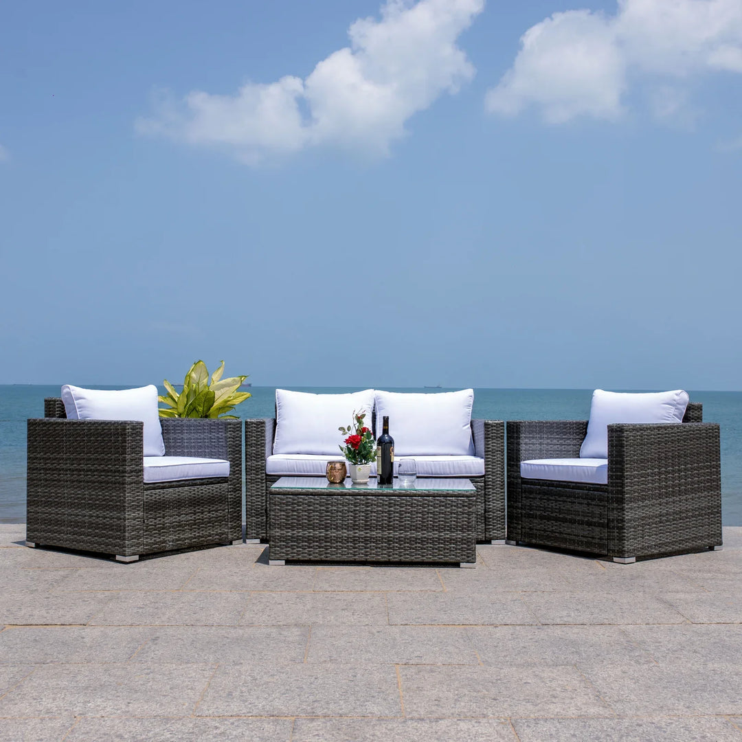 Virasat Outdoor Sofa Set 2 Seater, 2 Single Seater and 1 Center Table Set (White)
