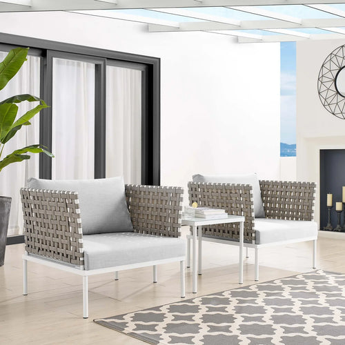 Virasat Outdoor Patio Seating Set 2 Chairs and 1 Table Set (White) Braided & Rope-VIRASAT FURNITURE & FURNISHING